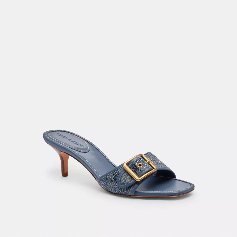 Kristal İmzalı Denim Margot Sandaletler