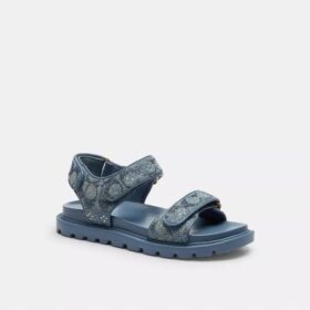 Kristal İmzalı Denimden Üretilmiş Brynn Sandaletler