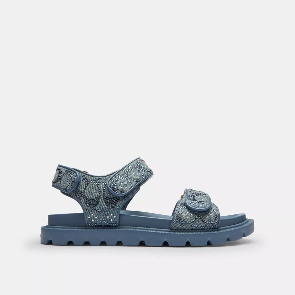 Kristal İmzalı Denimden Üretilmiş Brynn Sandaletler