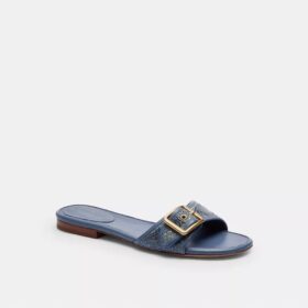 Kristal Süslemeli İmza Denim Margot Düz Sandalet