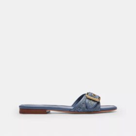 Kristal Süslemeli İmza Denim Margot Düz Sandalet