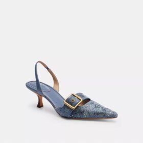 Kristal Süslemeli İmza Denim Margot Slingback Ayakkabılar