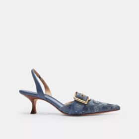 Kristal Süslemeli İmza Denim Margot Slingback Ayakkabılar