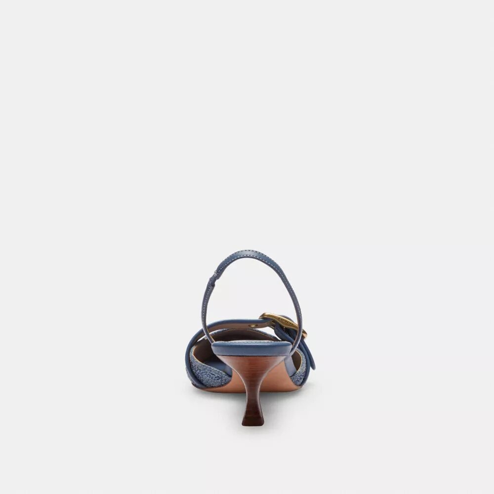 Kristal Süslemeli İmza Denim Margot Slingback Ayakkabılar
