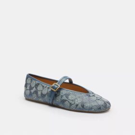 Kristal Süslemeli İmza Denim Mary Jane Ayakkabılar