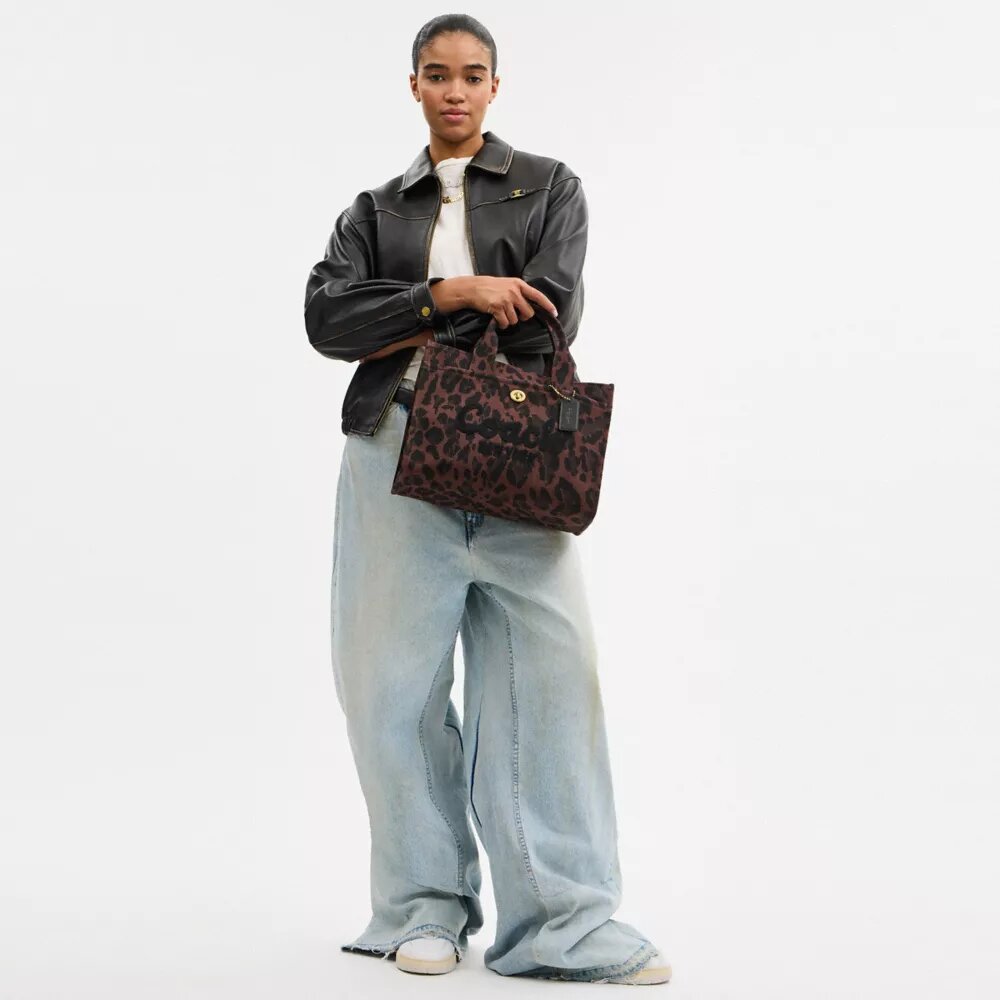 Leopar Desenli Kargo Tote Çantası