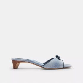 Loved Denim Renkli Fiyonklu Kitten Topuklu Sandalet