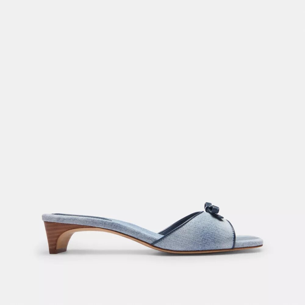 Loved Denim Renkli Fiyonklu Kitten Topuklu Sandalet