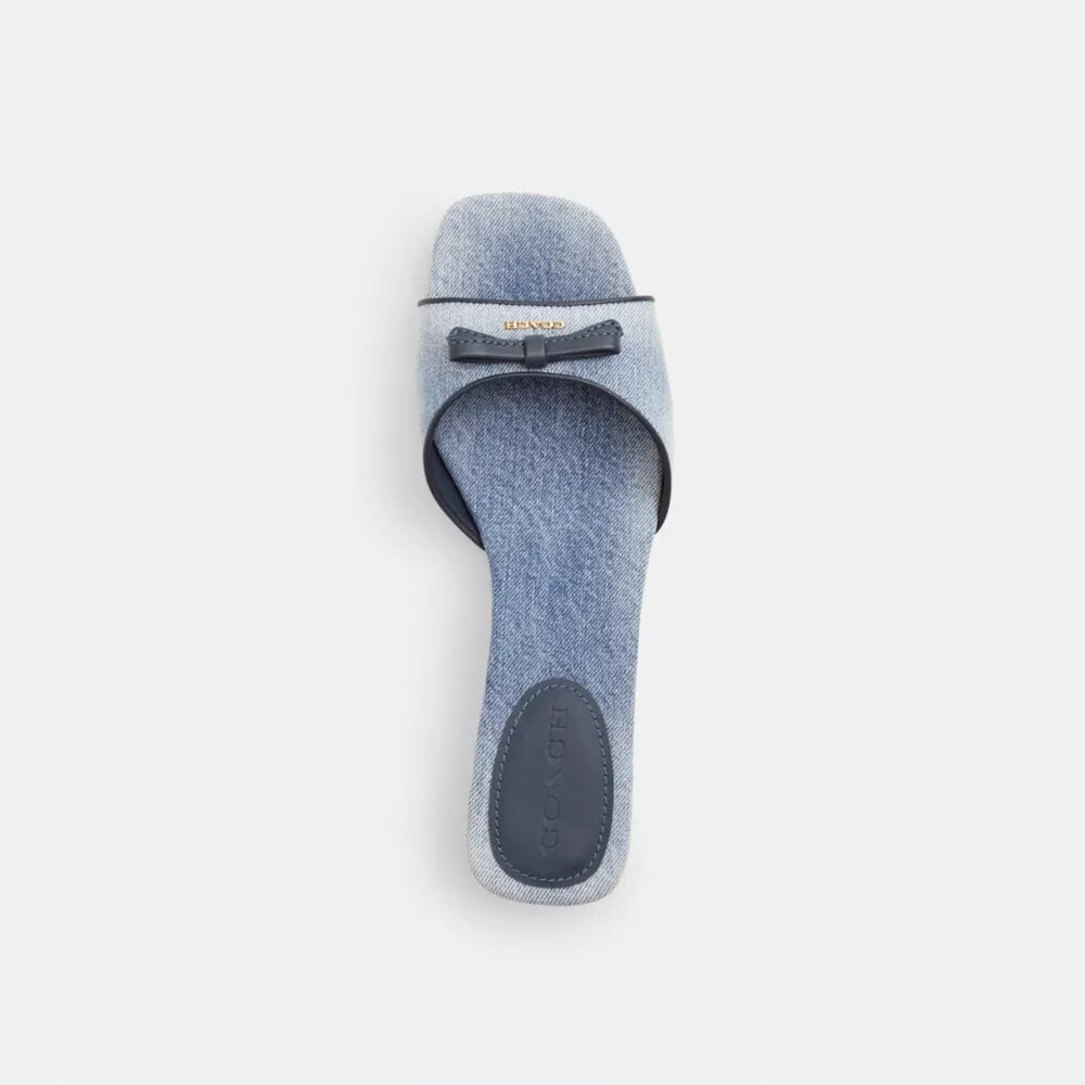 Loved Denim Renkli Fiyonklu Kitten Topuklu Sandalet