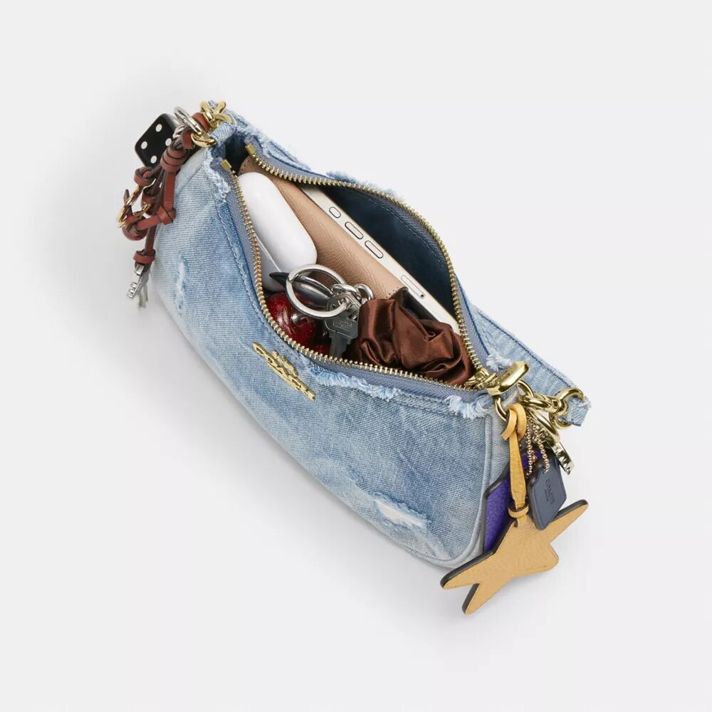 Loved Denim Teri Omuz Çantası, Süsler Detaylı