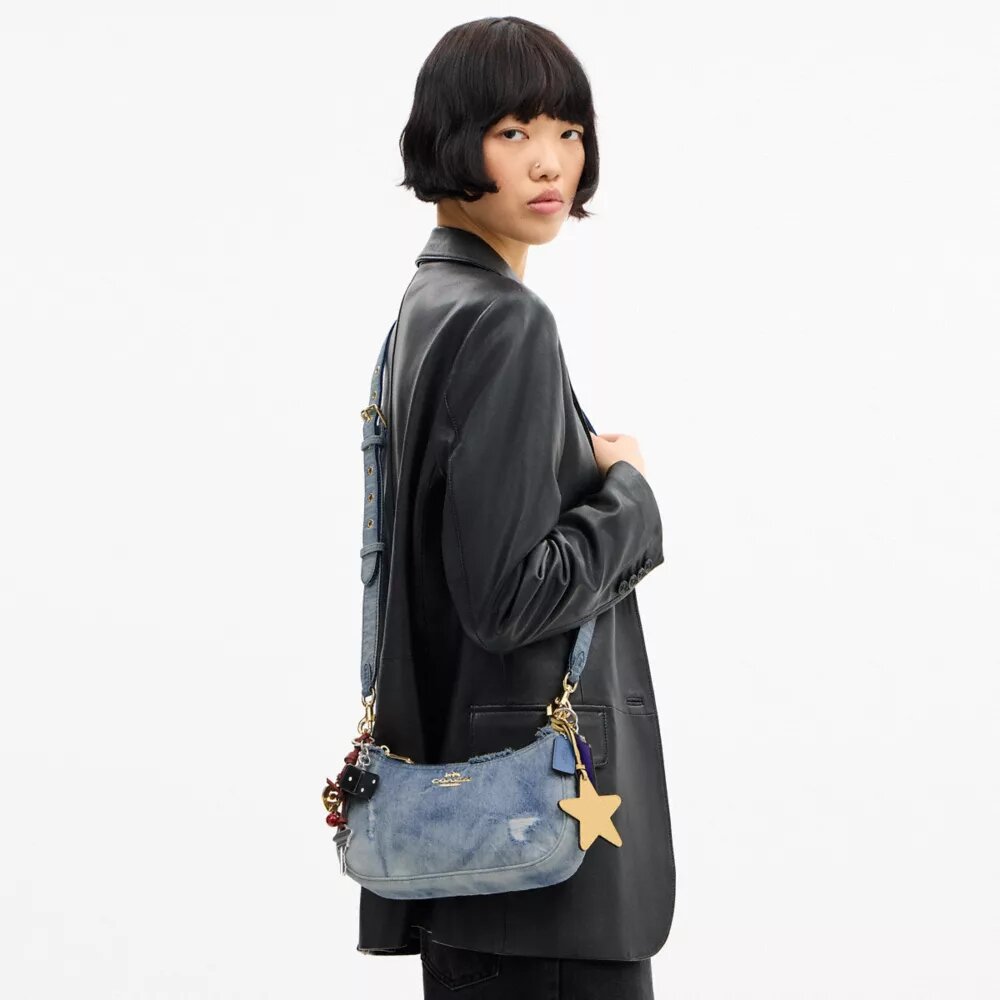 Loved Denim Teri Omuz Çantası, Süsler Detaylı
