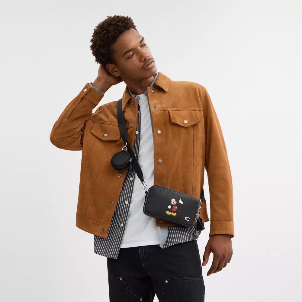 Mickey Mouse'lu Disney X Coach Charter İnce Çapraz Askılı Çanta