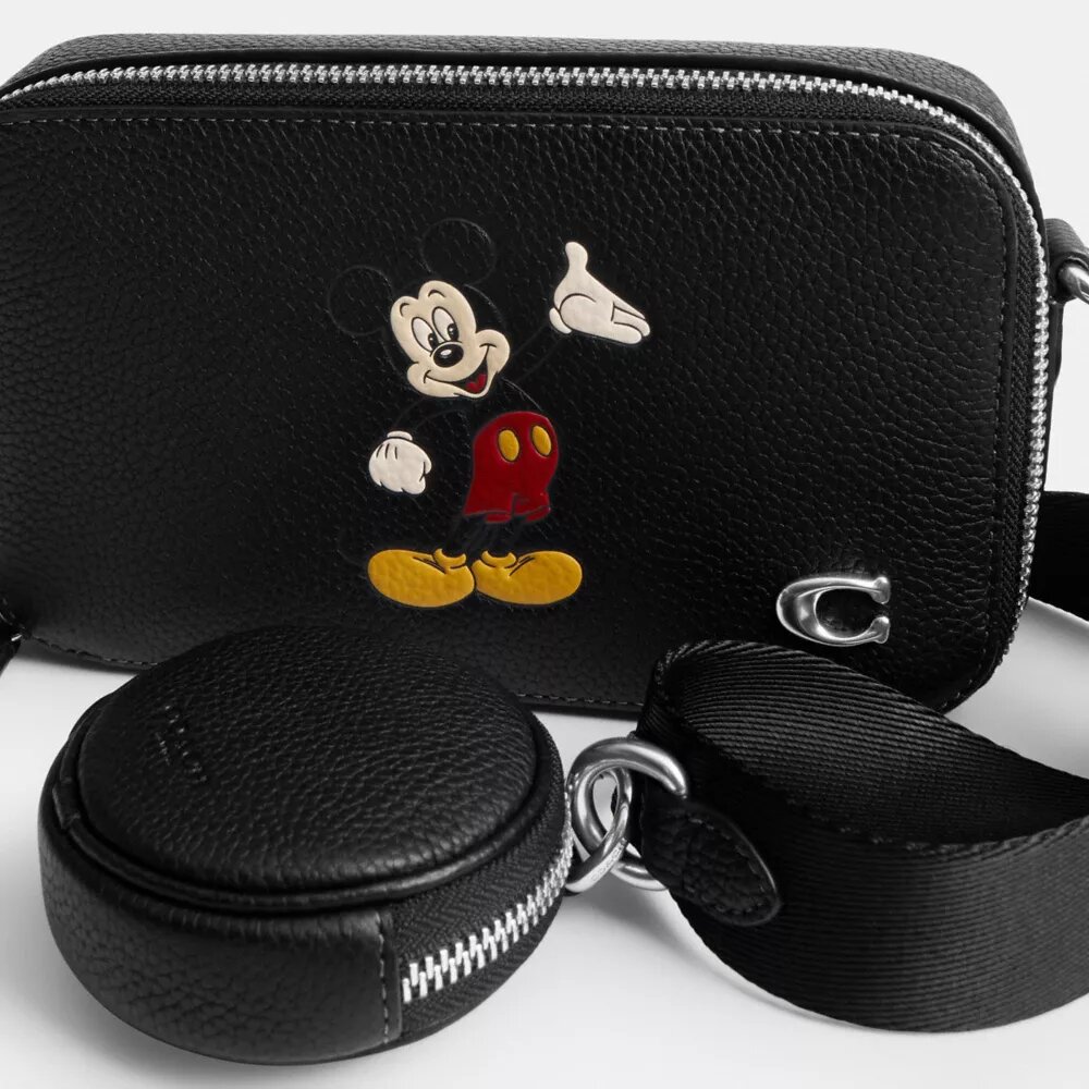 Mickey Mouse'lu Disney X Coach Charter İnce Çapraz Askılı Çanta
