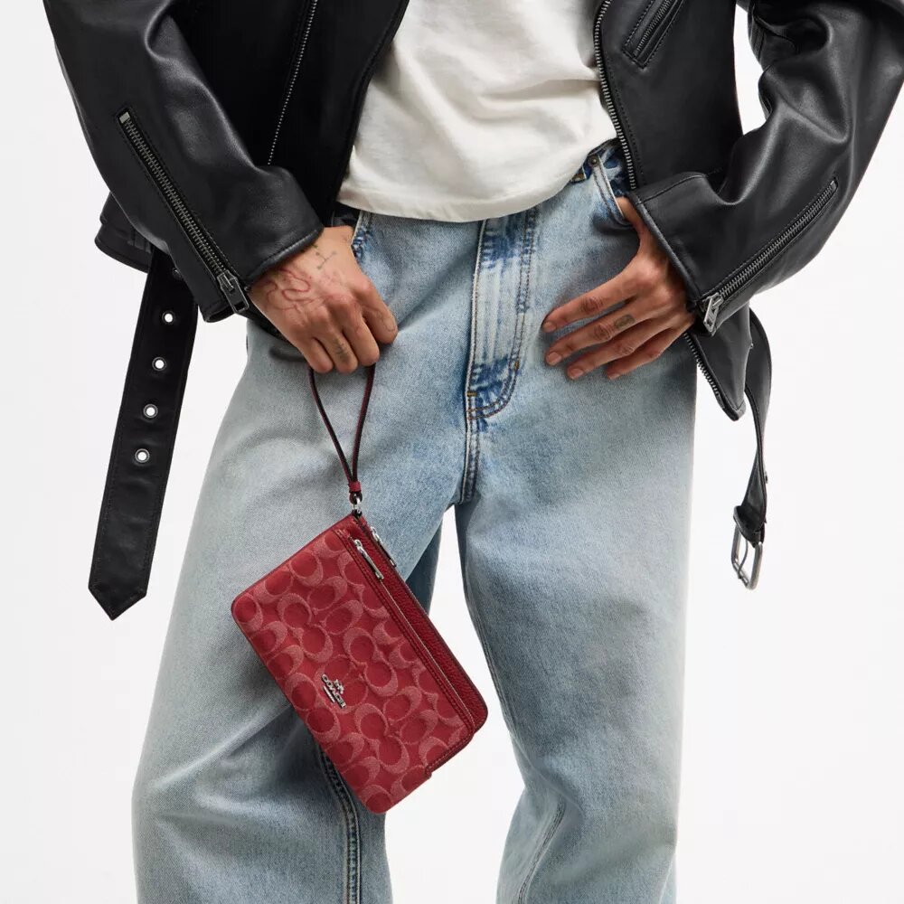 İmza Denim Çift Fermuarlı Cüzdan