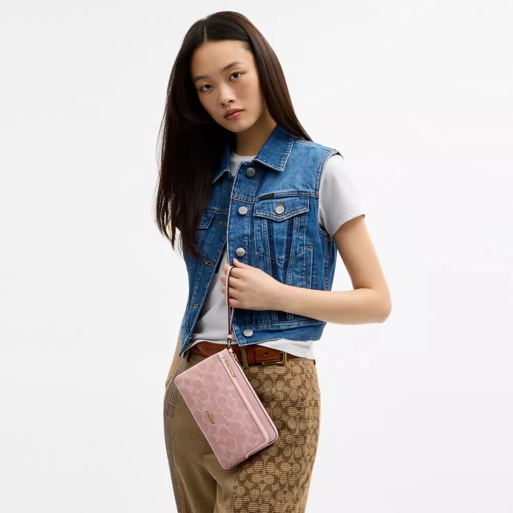 İmza Denim Çift Fermuarlı Cüzdan