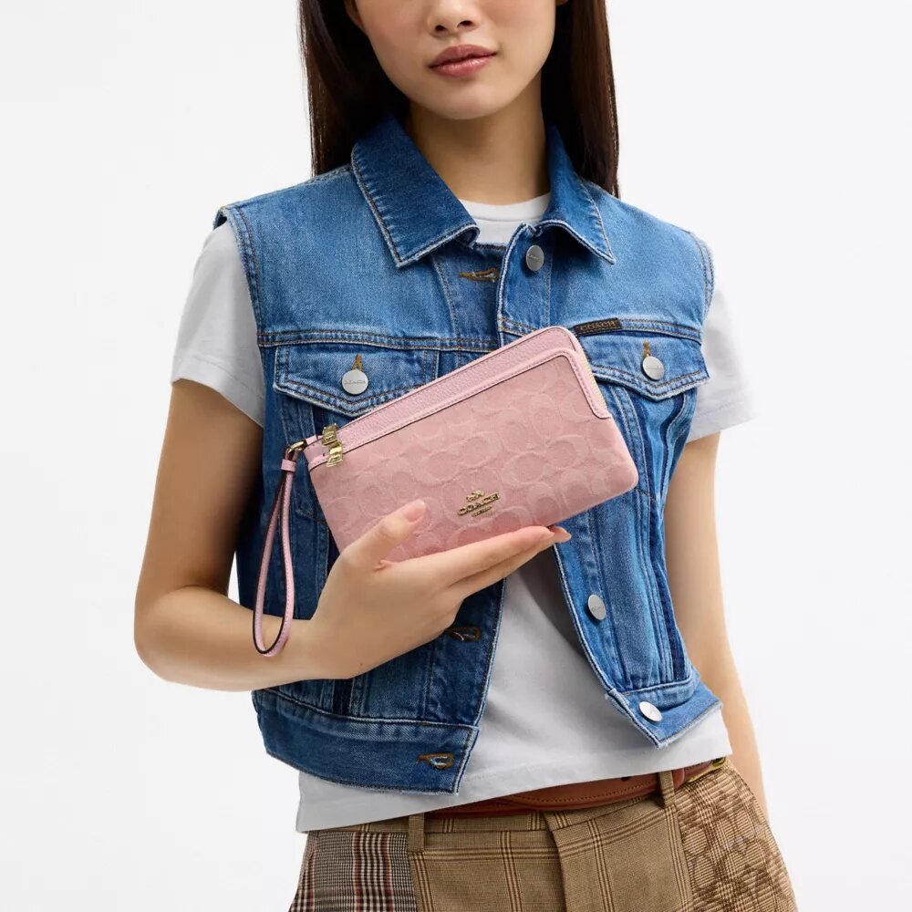İmza Denim Çift Fermuarlı Cüzdan