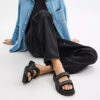 İmza Jakarlı Çift Bantlı Sandalet