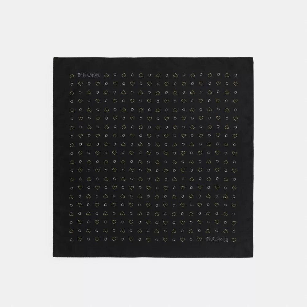 Noktalı Kalp Desenli İpek Bandana