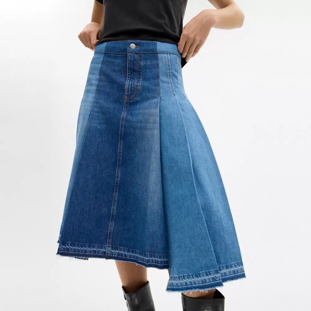 Organik Pamuktan Maxi Denim Etek