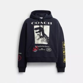 Organik Pamuktan Üretilmiş Dinozor Kolajlı Bol Kesim Kapüşonlu Sweatshirt'ler