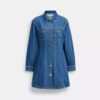 Organik Pamuktan Uzun Kollu Denim Elbise