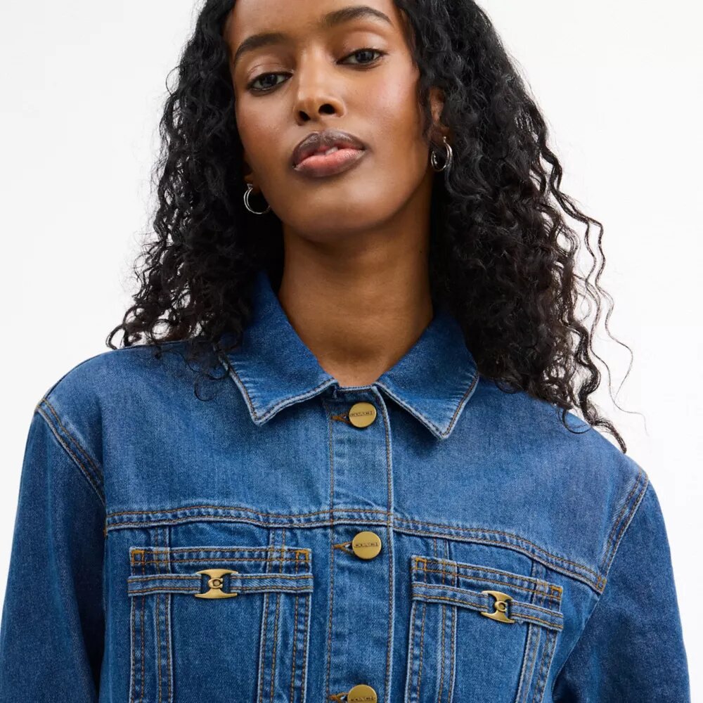 Organik Pamuktan Uzun Kollu Denim Elbise