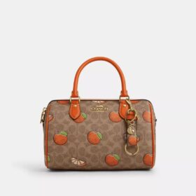 Portakal Desenli Signature Canvas Tetikli Çanta Süsü