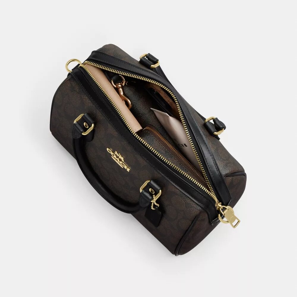 Blok Desenli Signature Canvas Rowan Satchel Çanta