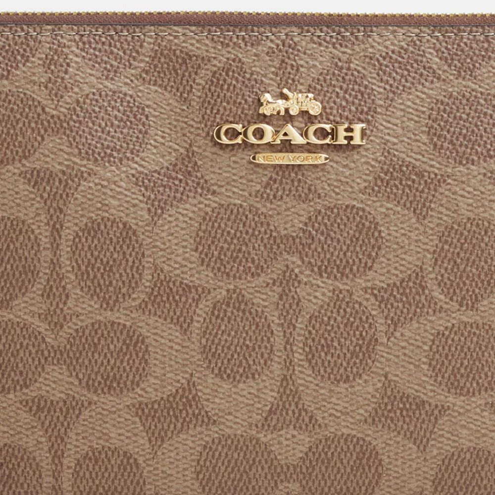 Signature Canvas Büyük Köşe Fermuarlı Bileklik Çantası