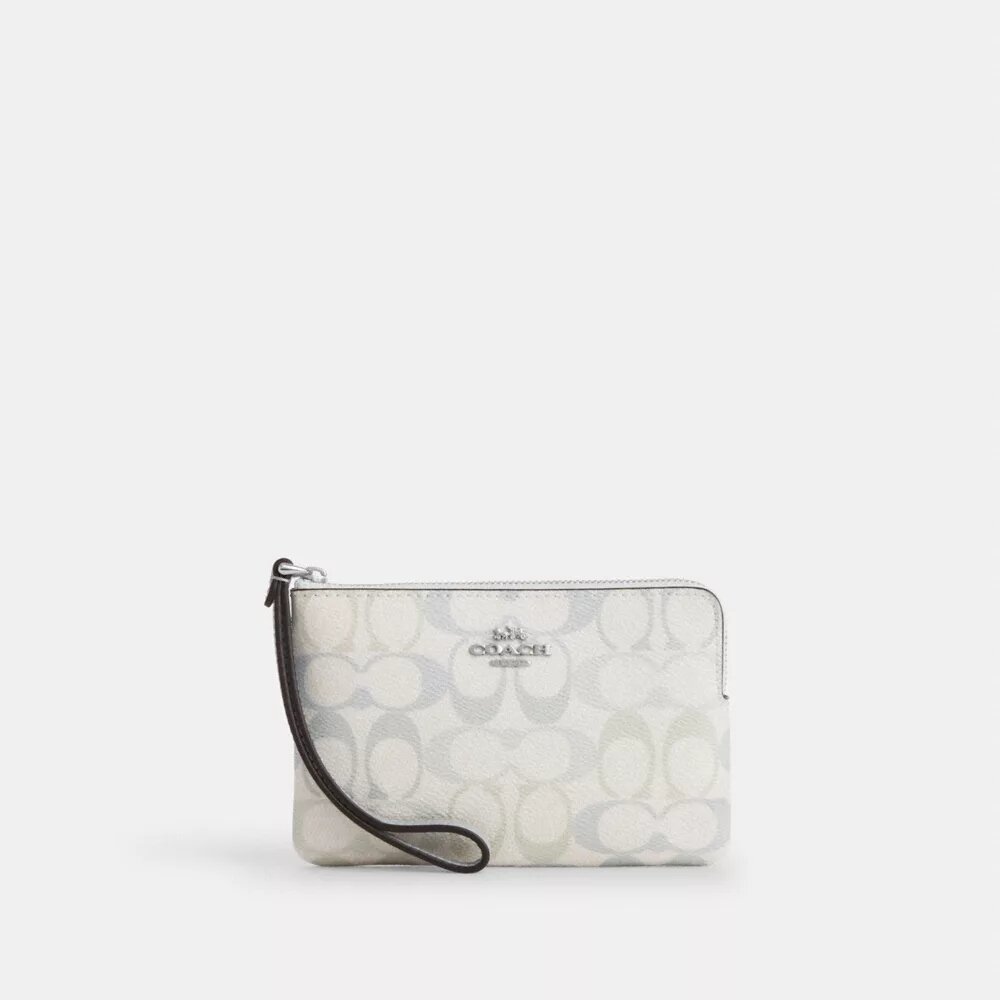 Signature Canvas Köşe Fermuarlı Bileklik Çantası