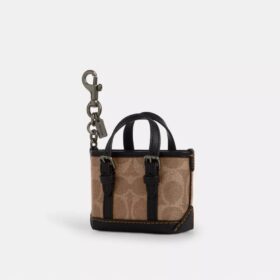 Signature Canvas Mini Warner Tote Çanta Süsü