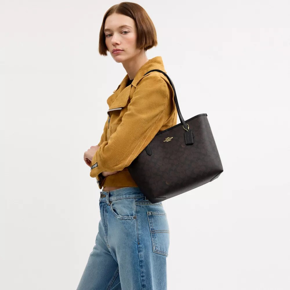 Signature Canvas Orta Boy Şehir Tote Çantası
