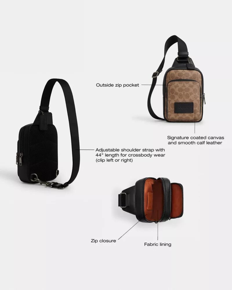 Signature Canvas Racer Sling Çanta