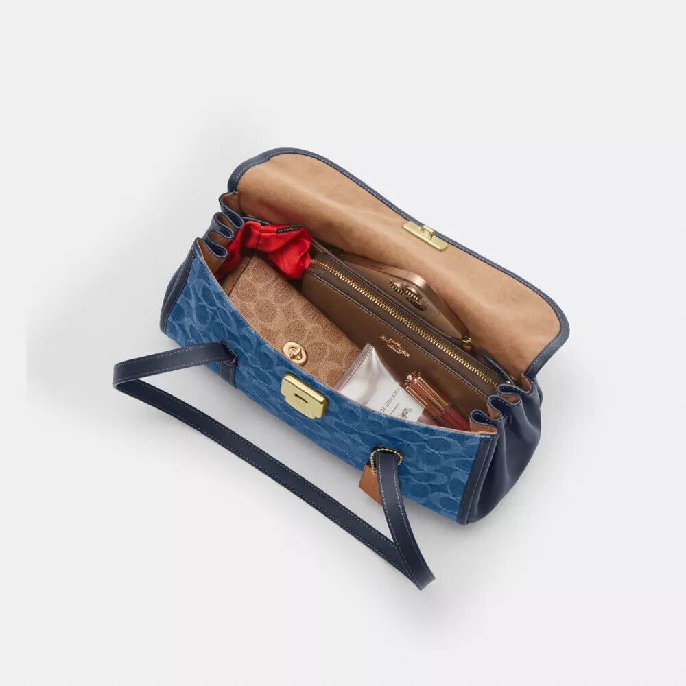 Signature Denim Bridget Kapaklı Omuz Çantası