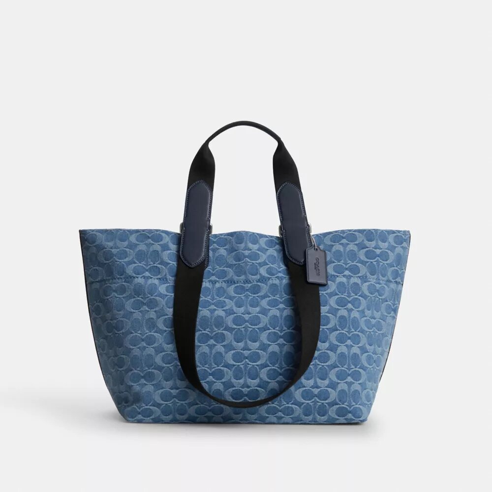 Signature Denim Küçük Tote Çantası