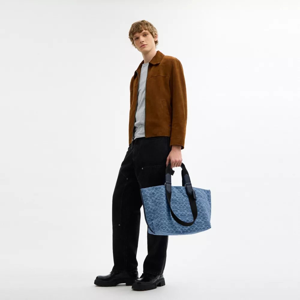 Signature Denim Küçük Tote Çantası