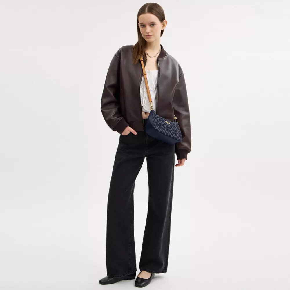 Signature Denim Teri Omuz Çantası
