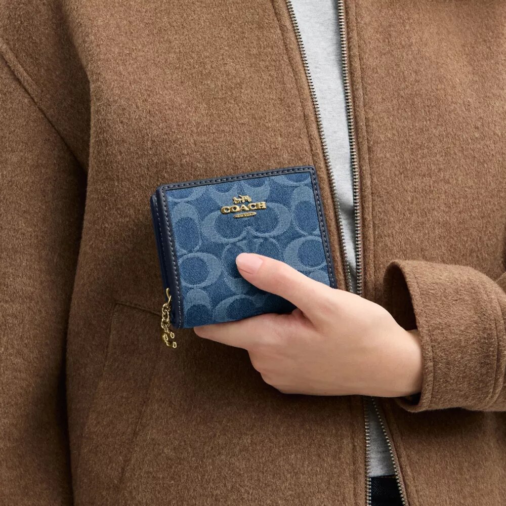 Signature Denim Çıtçıtlı Cüzdan