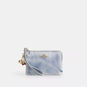 Süsler ile Süslenmiş Loved Denim Köşe Fermuarlı Bileklik Çantası