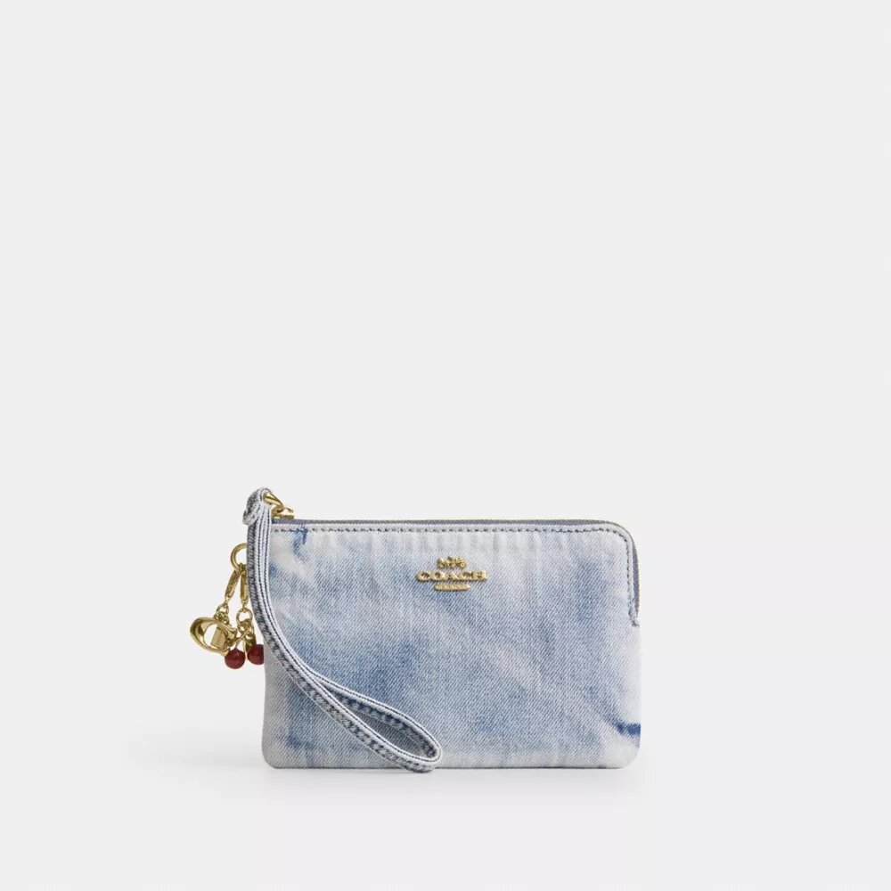 Süsler ile Süslenmiş Loved Denim Köşe Fermuarlı Bileklik Çantası