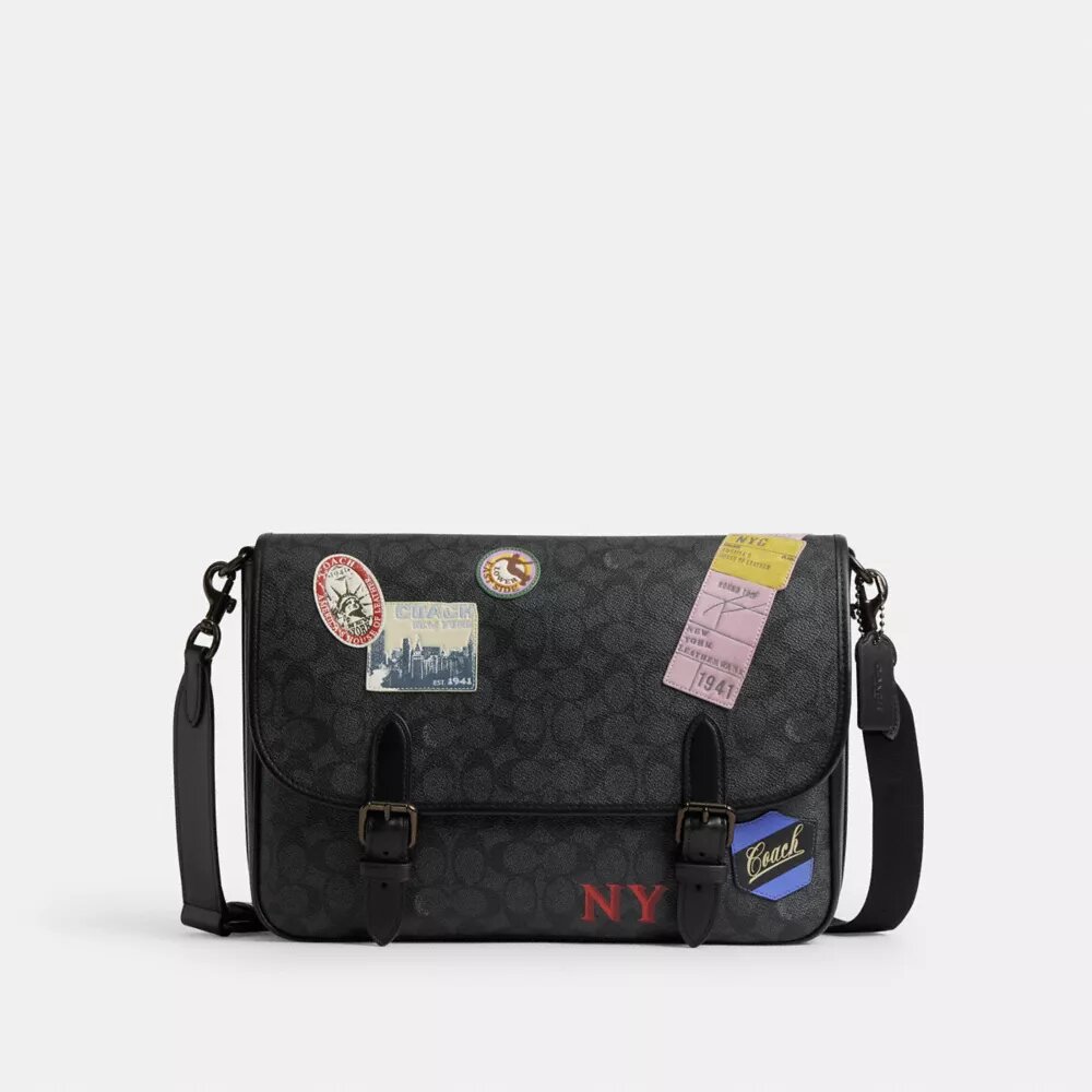 Yamalı Signature Canvas Hitch Messenger Çanta