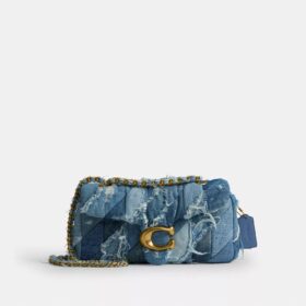 Yeniden Kullanılmış Denim Patchwork Kapitone Desenli Tabby Omuz Çantası 26