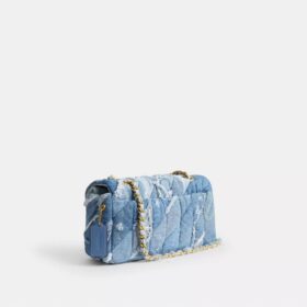 Yeniden Kullanılmış Denim Patchwork Kapitone Desenli Tabby Omuz Çantası 26