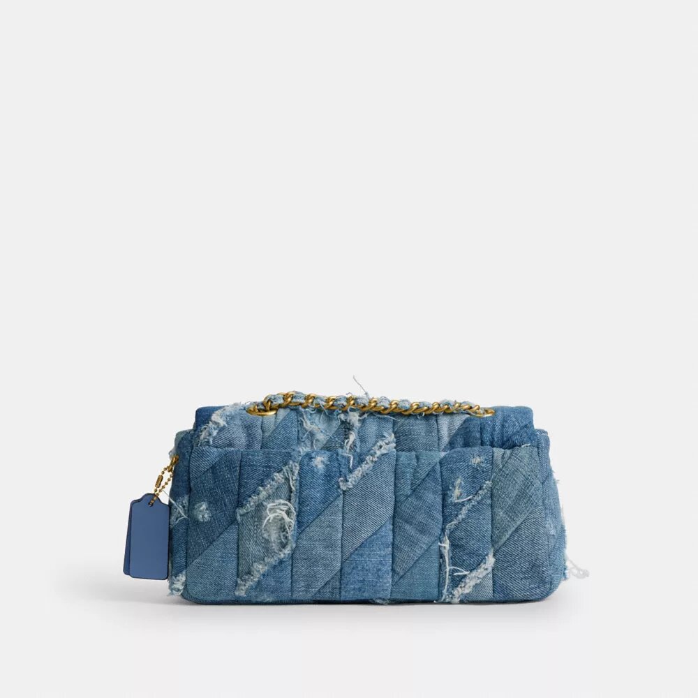 Yeniden Kullanılmış Denim Patchwork Kapitone Desenli Tabby Omuz Çantası 26