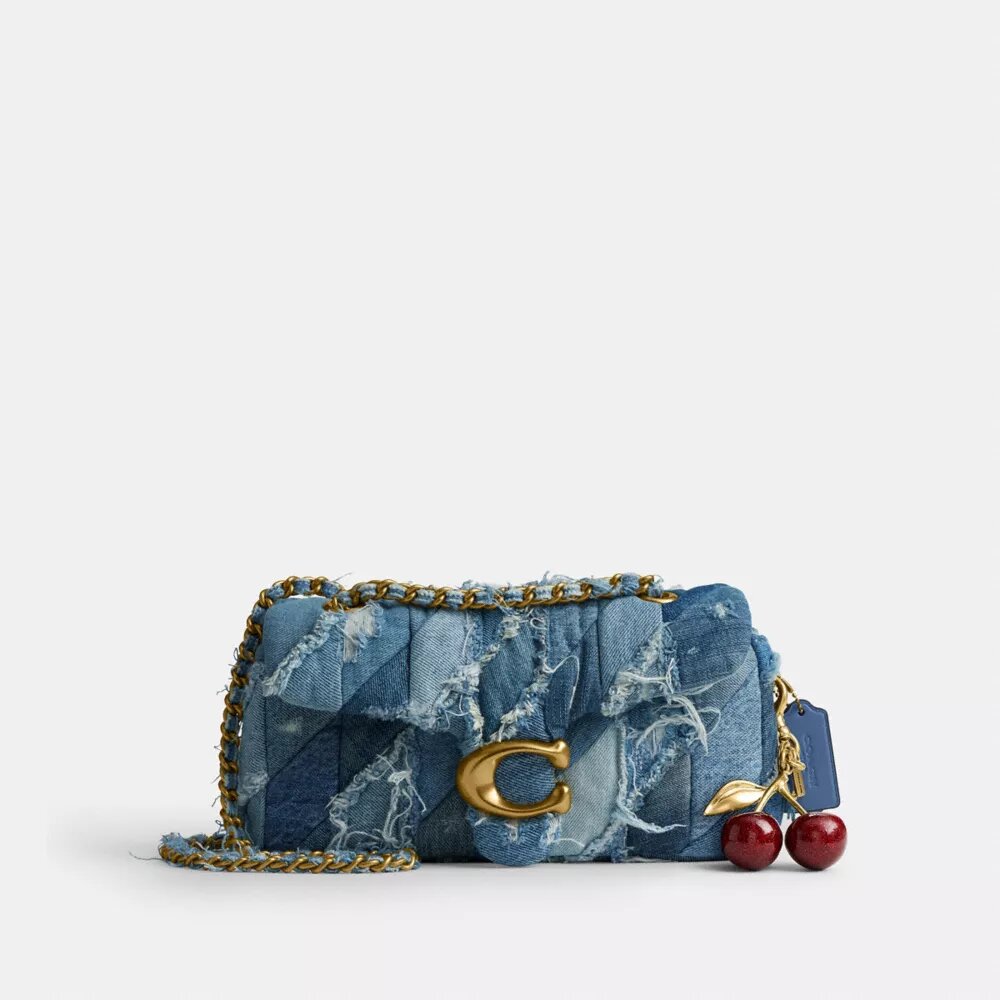 Yeniden Kullanılmış Denim Patchwork Kapitone Desenli Tabby Omuz Çantası 26