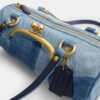 Yeniden İşlenmiş Denimden Kisslock Barrel Çanta 28