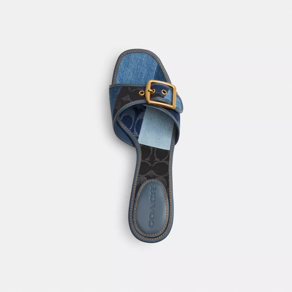 Özel Denim Patchwork Desenli Margot Sandaletler