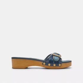 Özel Denim Patchwork Detaylı Margot Ahşap Sandalet